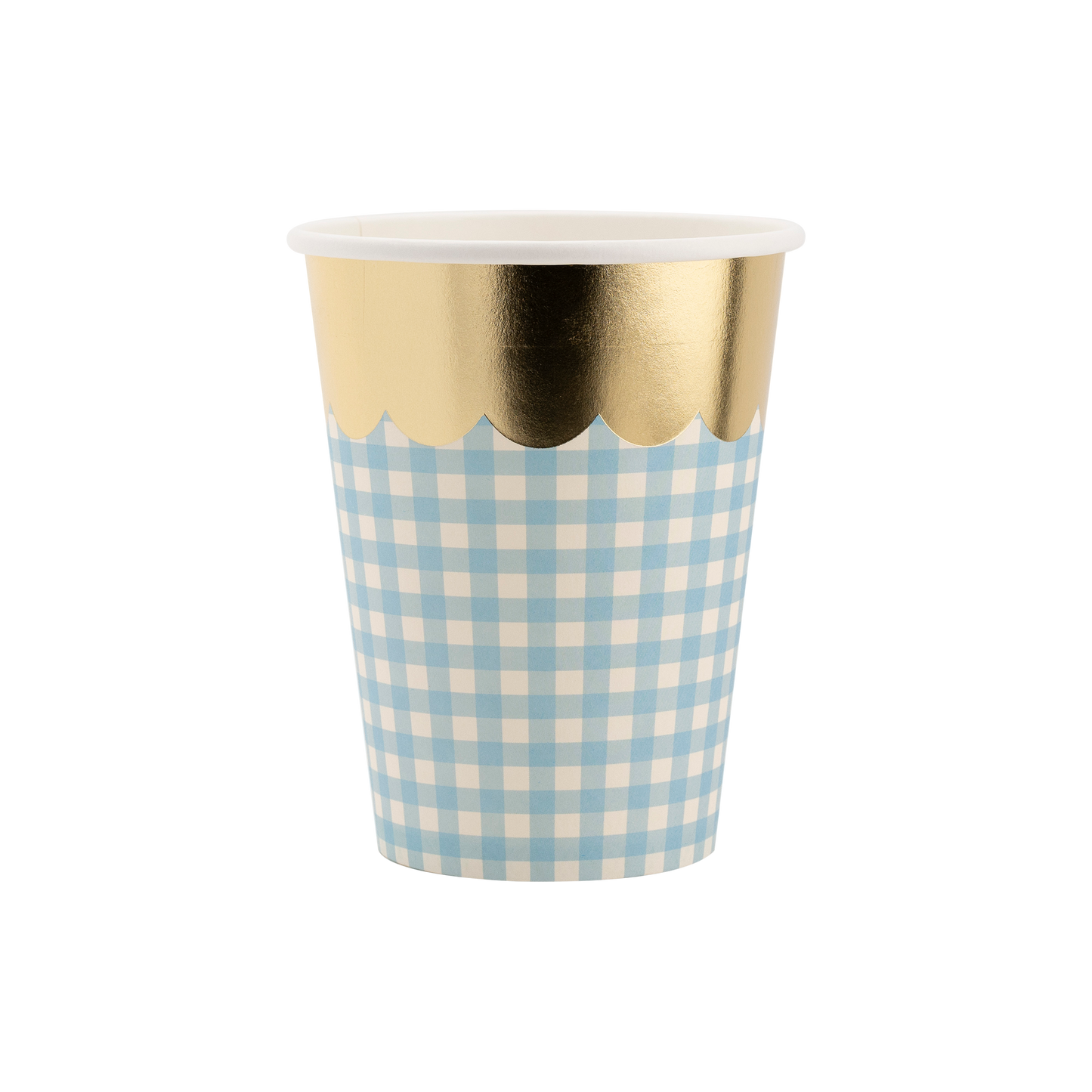 gingham paper party cups