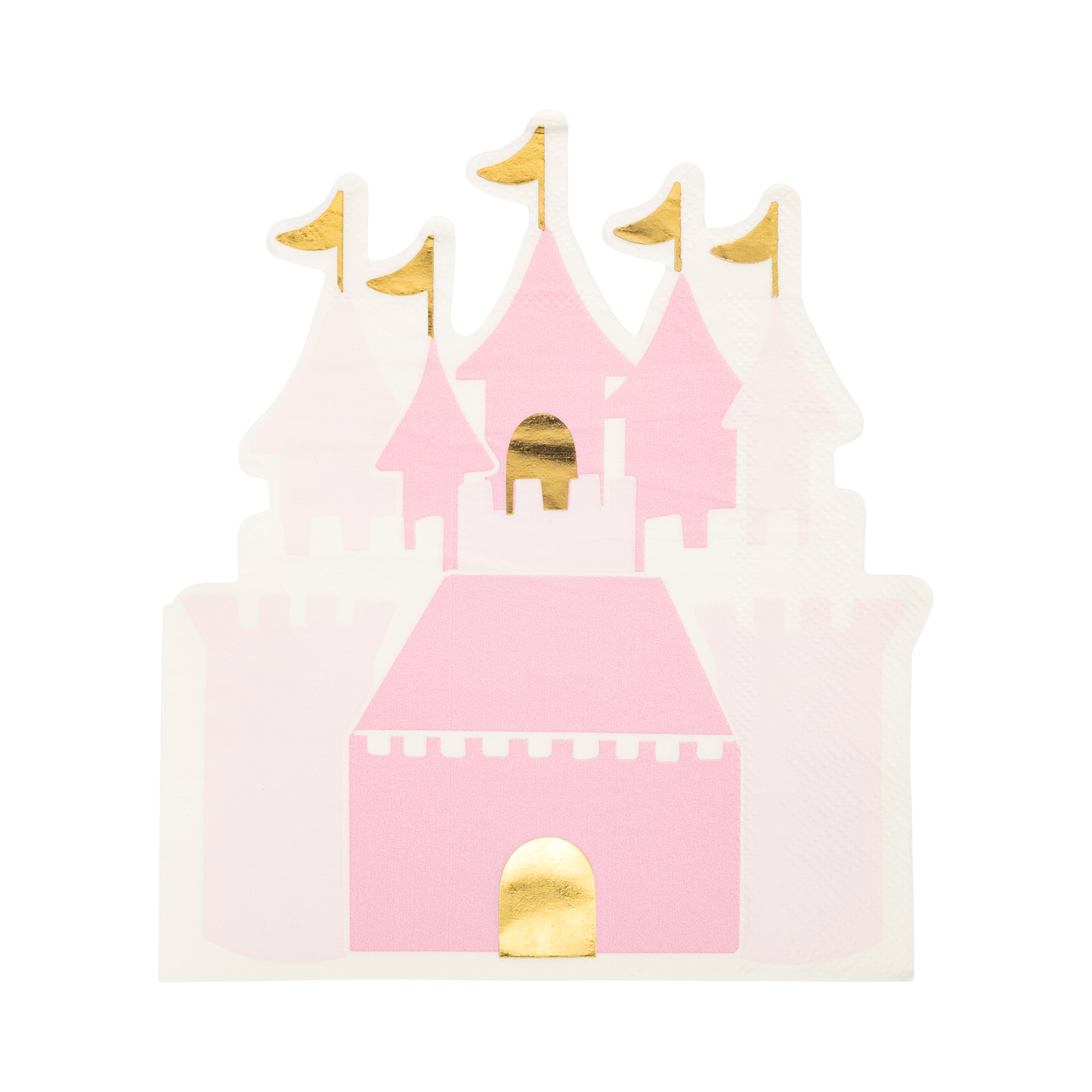Pink castle shaped napkin with gold accents