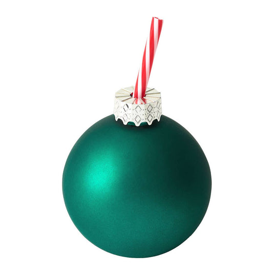 Image of a green ornament sipper with a peppermint printed straw