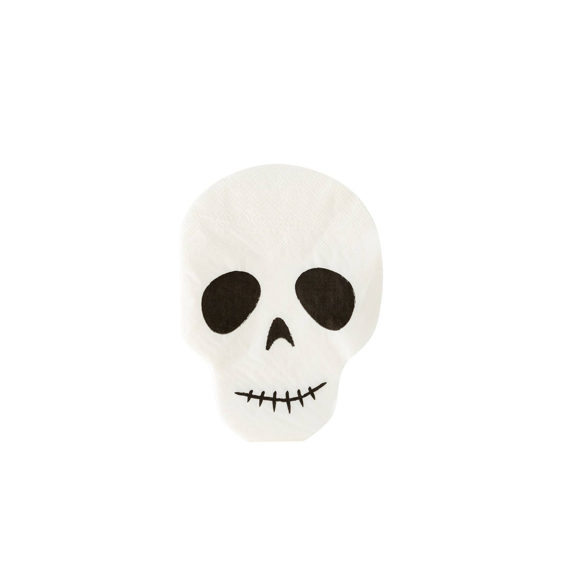 image of a black and white skeleton shaped paper napkin