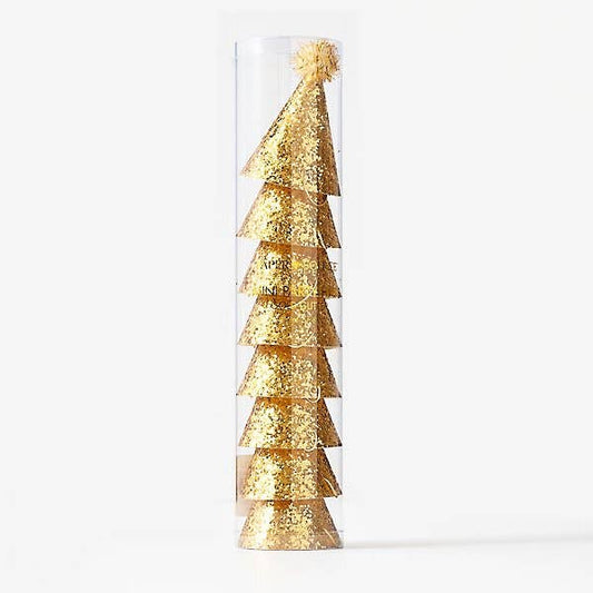 Image of 8 gold glitter mini party hats