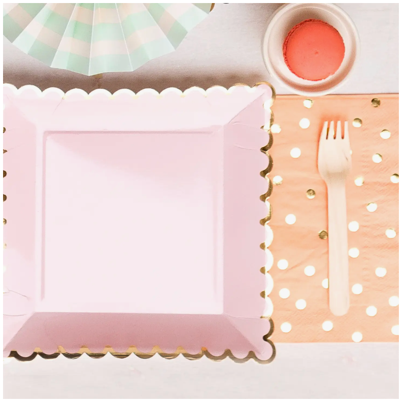 My Mind’s Eye - Pink Scalloped Square Plates