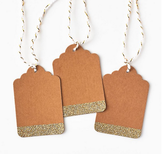 Paper Source - Gold Glitter Kraft Hang Tags