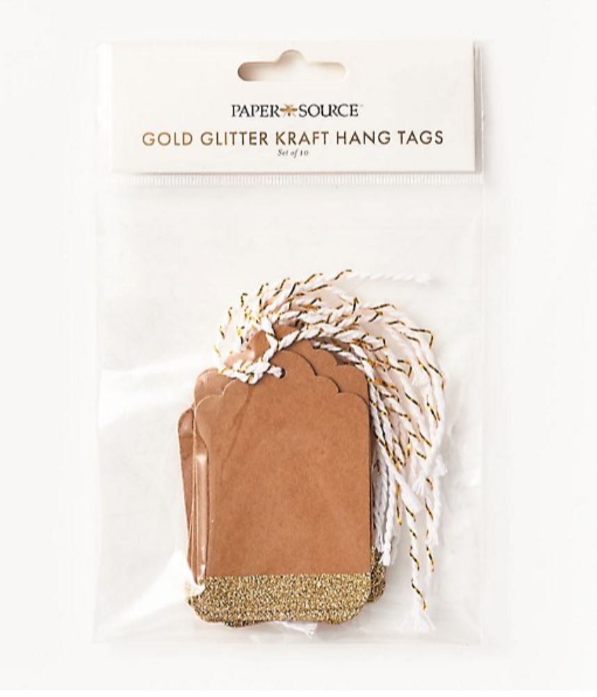 Paper Source - Gold Glitter Kraft Hang Tags