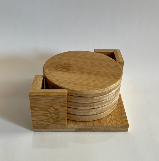 Set of 5 bamboo coasters