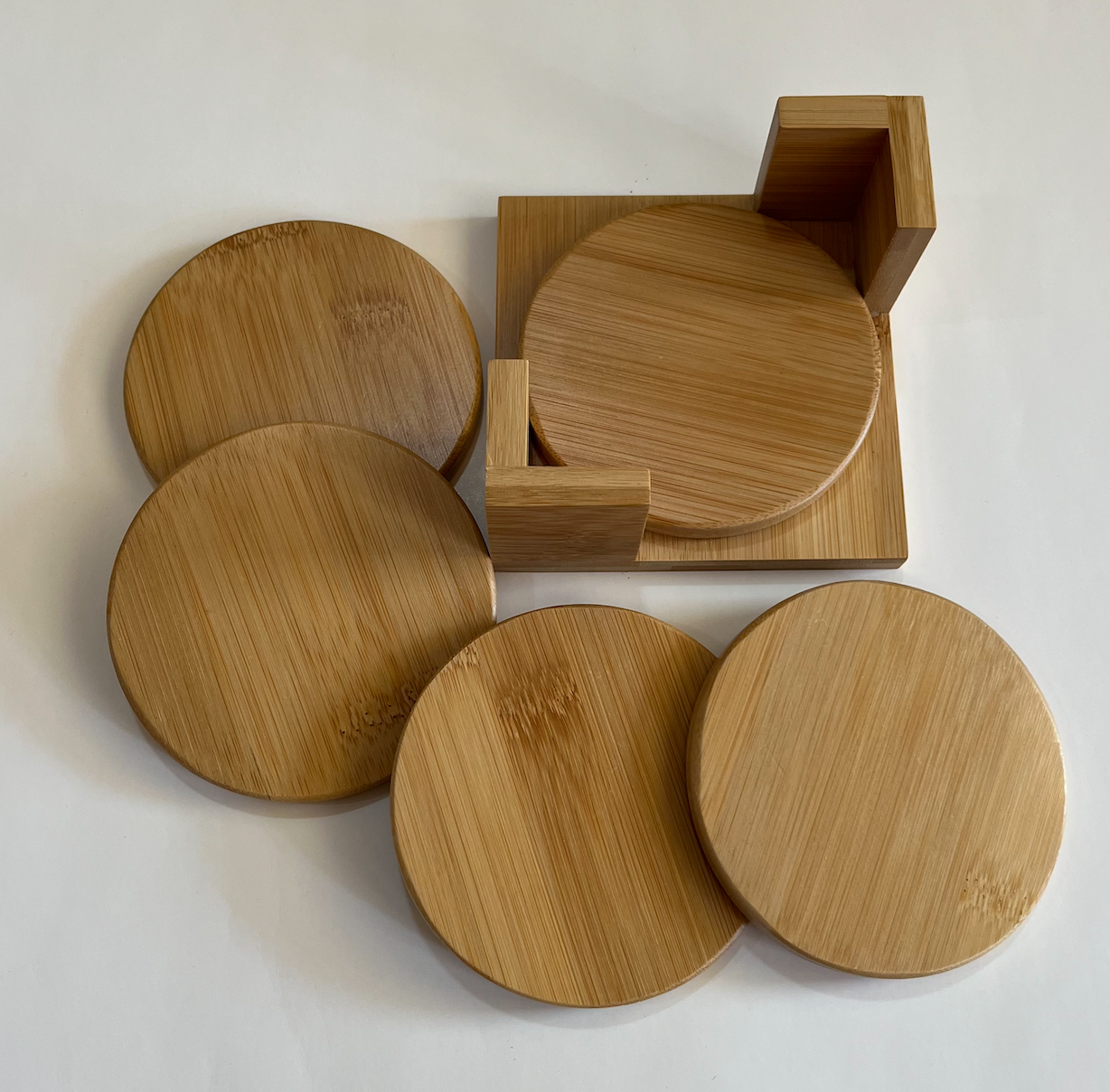 Set of 5 bamboo coasters