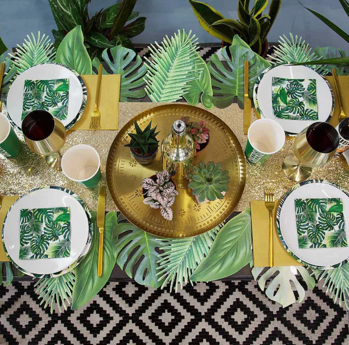 Tropical palm leaf paper garland