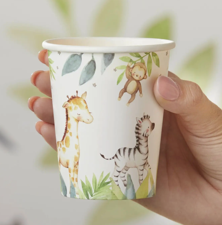 Image of someone holding a safari baby paper cup