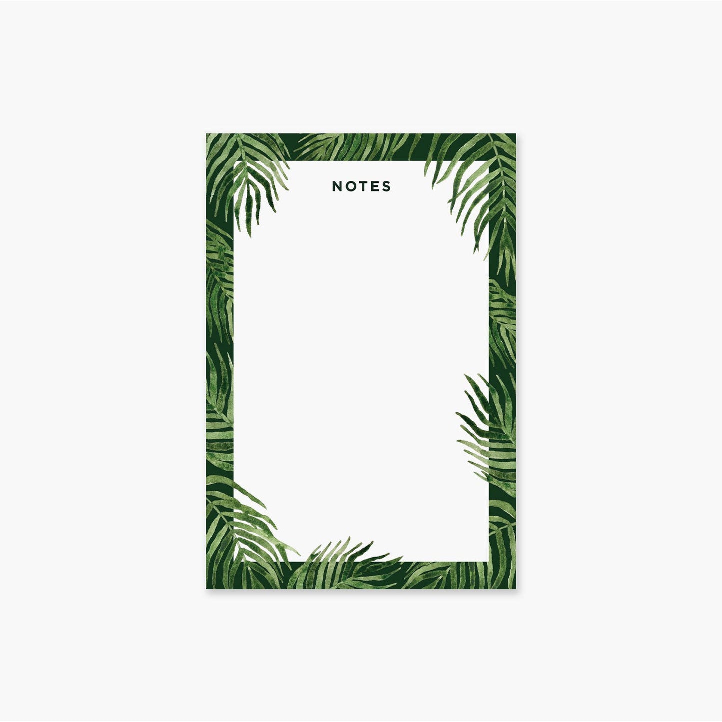 Image of a notepad decorated with palm fronds