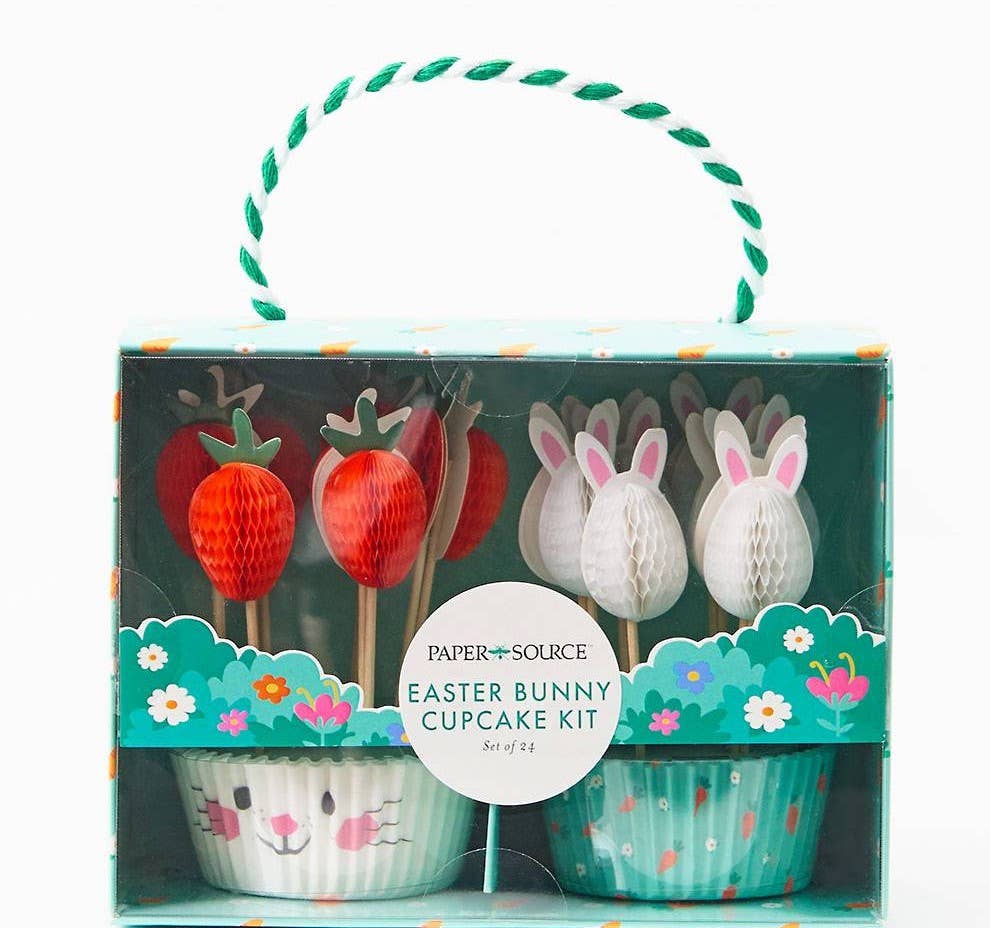 easter cupcake kit with cupcake liners and toppers