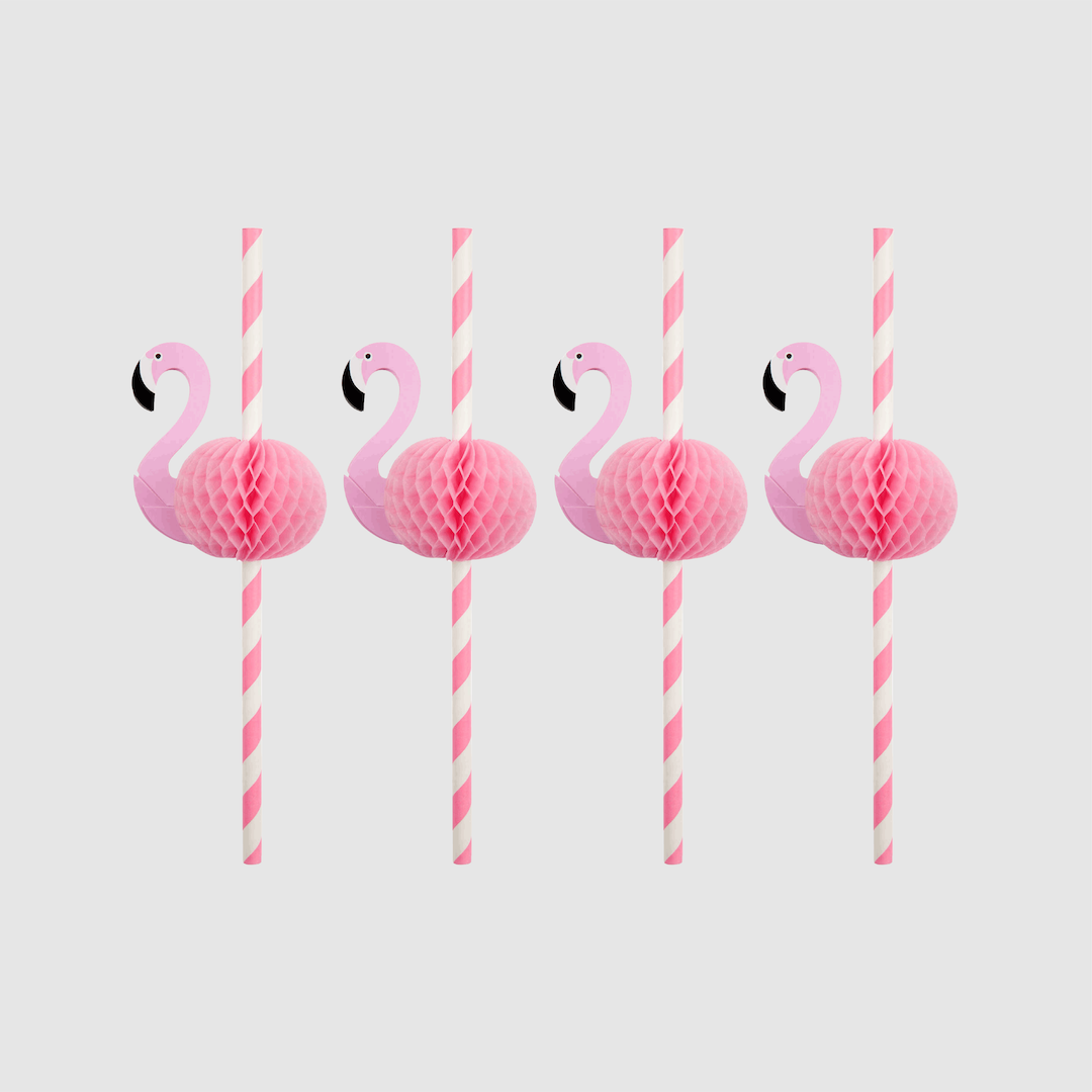 flamingo honeycomb pink straws