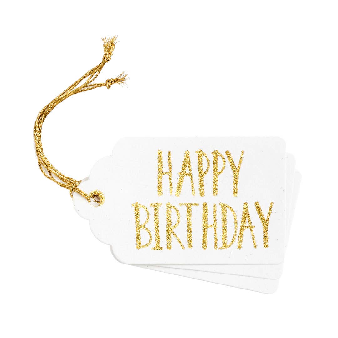 Paper Source - Happy Birthday Gold Glitter Gift Tags