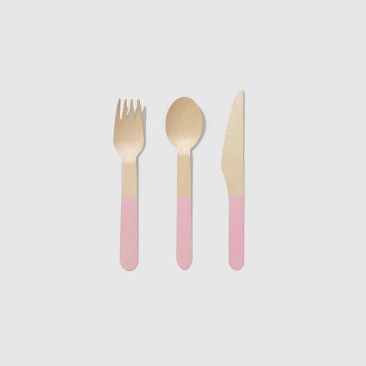 Coterie Party Supplies - Pale Pink Wooden Cutlery Set