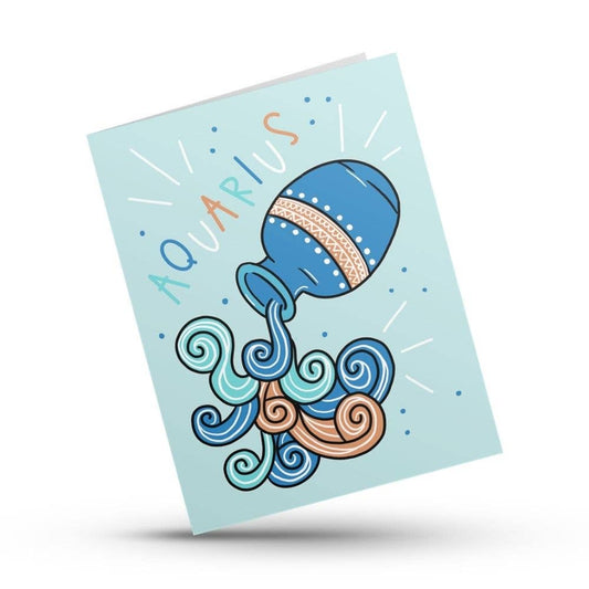 Aquarius zodiac birthday card