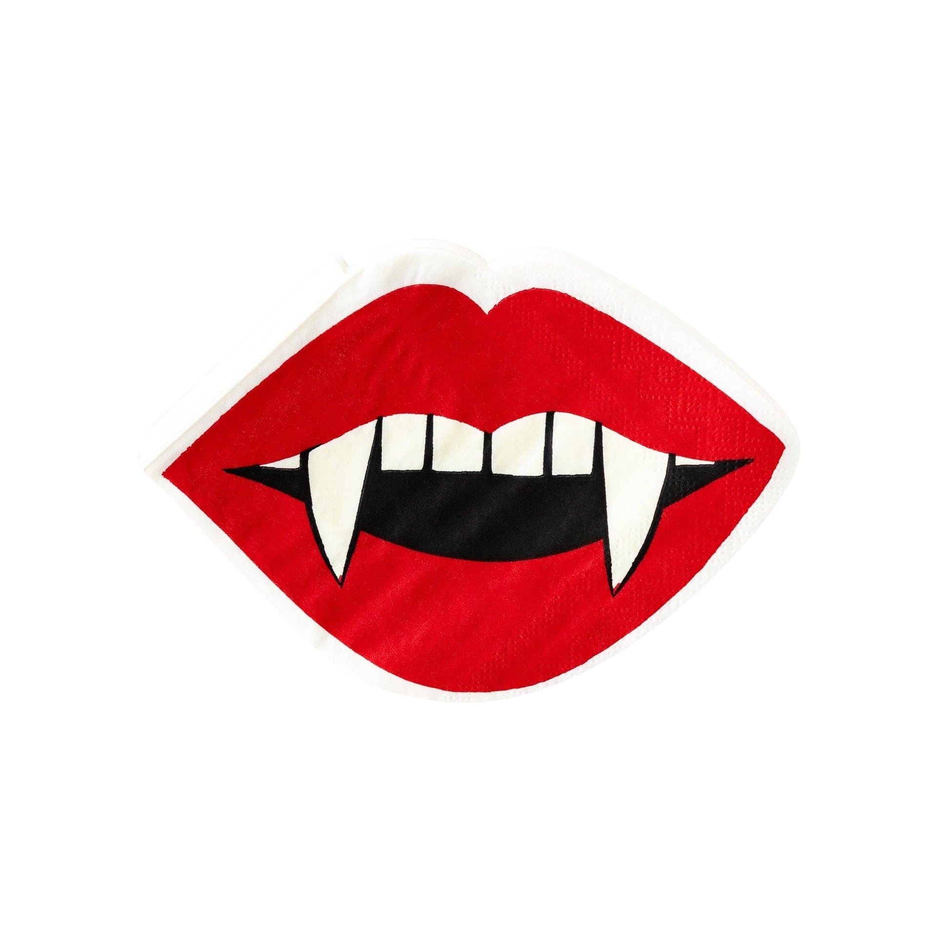 image of vampire red lip shaped napkins with fangs