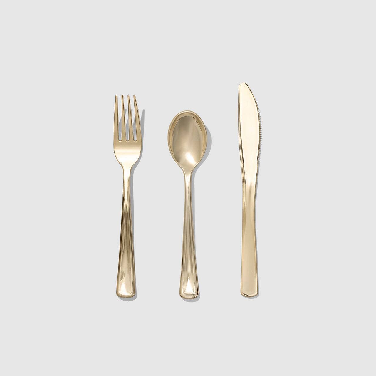image of Metallic Gold Cutlery, fork, spoon, knife